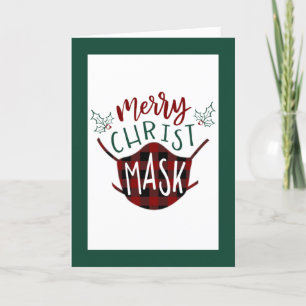 Cartes Pour Fêtes Annuelles Drôle COVID-19 MERRY ChristMASK Buffalo Plaid