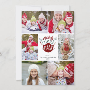 Cartes Pour Fêtes Annuelles Drôle COVID-19 MERRY ChristMASK Masque Visage 6 Ph