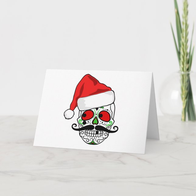 Cartes Pour Fêtes Annuelles Drôle Crâne à sucre de Noël (Devant)