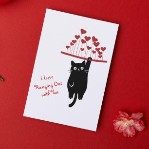Cartes Pour Fêtes Annuelles Drôle de chat noir qui traîne pour la Saint-Valent