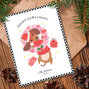 Cartes Pour Fêtes Annuelles Drôle de Dachshund saucisse de Noël