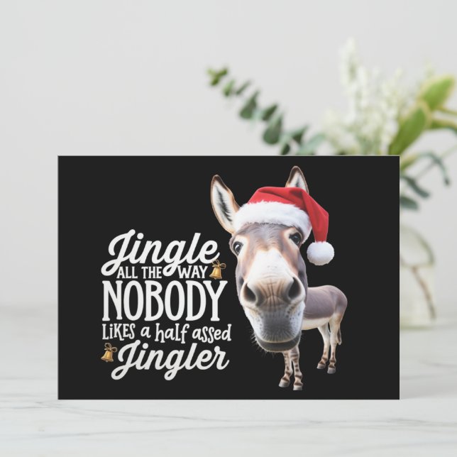 Cartes Pour Fêtes Annuelles Drôle de Noël Âne Amoureux Ferme Vacances Animal (Debout devant)