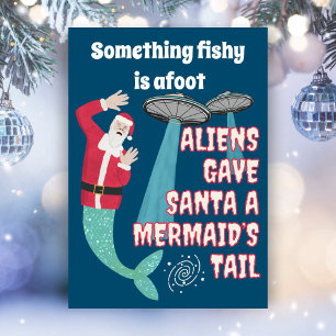 Cartes Pour Fêtes Annuelles Drôle de Noël avec des Aliens Père Noël Rétro Sci-