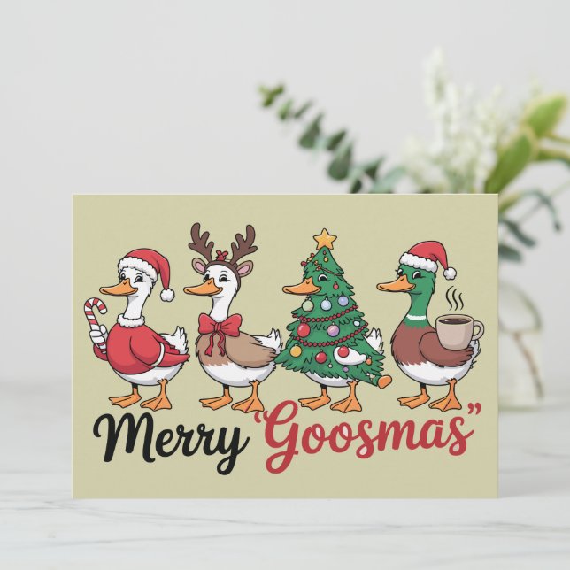 Cartes Pour Fêtes Annuelles Drôle de Noël Mignon Xmas Oie Santa (Debout devant)