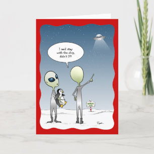 Cartes Pour Fêtes Annuelles Drôle de Père Noël extraterrestre Noël UFO Rudolph