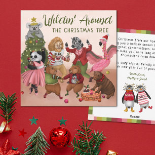Cartes Pour Fêtes Annuelles Drôle de Wilding autour de l'arbre de Noël