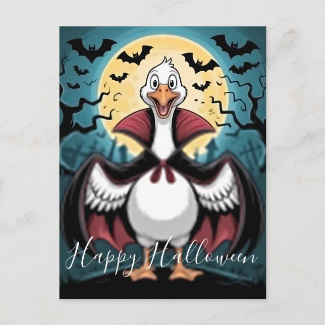 Cartes Pour Fêtes Annuelles Drôle d'oie vampire Halloween (Devant)