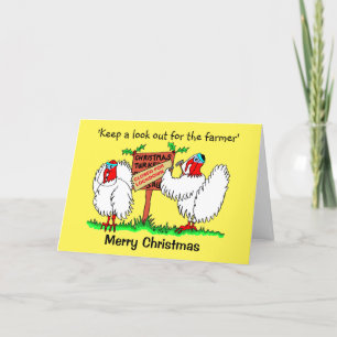Cartes Pour Fêtes Annuelles Drôle Drôle Dessin de dinde de caricature Noël