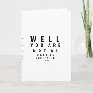 Cartes Pour Fêtes Annuelles Drôle Eyechart Vous n'êtes pas aussi moche