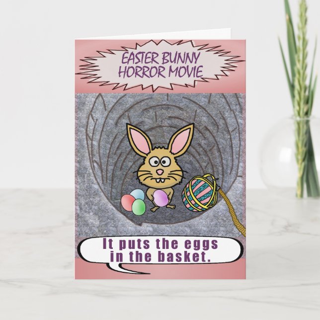 Cartes Pour Fêtes Annuelles Drôle film d'horreur lapin de Pâques (Devant)