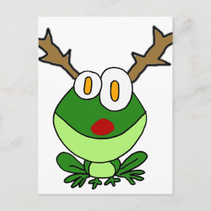 Cartes Pour Fêtes Annuelles Drôle grenouille de Noël en rennes