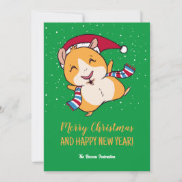 Cartes Pour Fêtes Annuelles Drôle Guinée porc hiver vacances Joyeux Noël