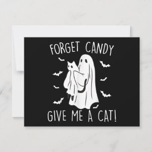 Cartes Pour Fêtes Annuelles Drôle Halloween Cat Ghost Oublier Candy Donner Moi