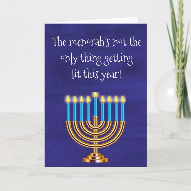 Cartes Pour Fêtes Annuelles Drôle Hanoukka Menorah (Devant)