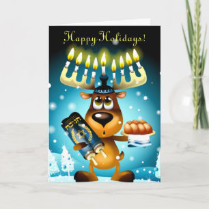 Cartes Pour Fêtes Annuelles Drôle Hanoukka Reindeer Joyeux Vacances