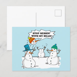 Cartes Pour Fêtes Annuelles Drôle hiver Snowmen Cartoon Plaisanterie