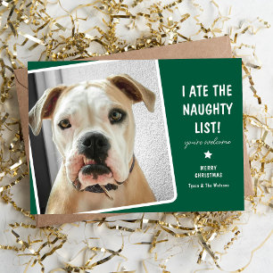 Cartes Pour Fêtes Annuelles Drôle "J'ai mangé la Liste Vilain" Chien Mignon