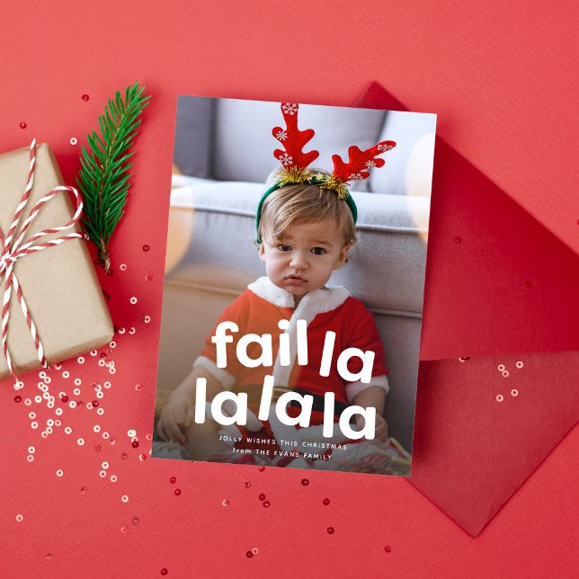 Cartes Pour Fêtes Annuelles Drôle joli Noël échouer une photo rouge (Créateur téléchargé)