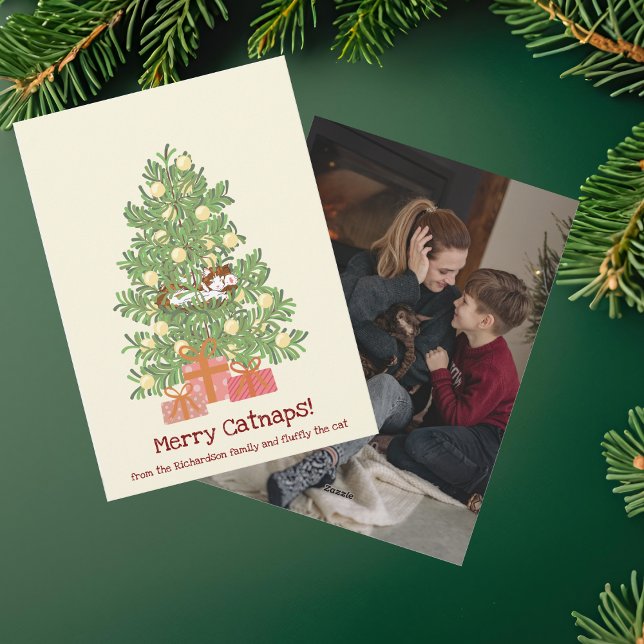 Cartes Pour Fêtes Annuelles Drôle, Joyeuses Carnaps ! Chat sur l'arbre de Noël (Créateur téléchargé)