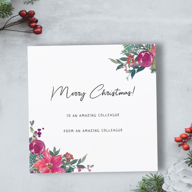 Cartes Pour Fêtes Annuelles Drôle joyeux Noël patron collègue feuillage floral (Créateur téléchargé)