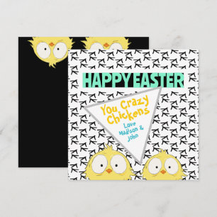 Cartes Pour Fêtes Annuelles Drôle "Joyeux Pâques, poules folles"   Pâques