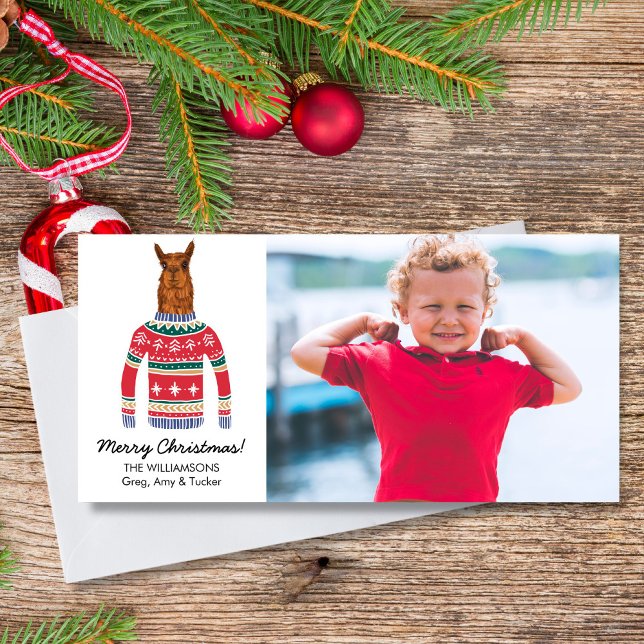 Cartes Pour Fêtes Annuelles Drôle Llama laide moche de Noël Sweat personnalisé (Créateur téléchargé)