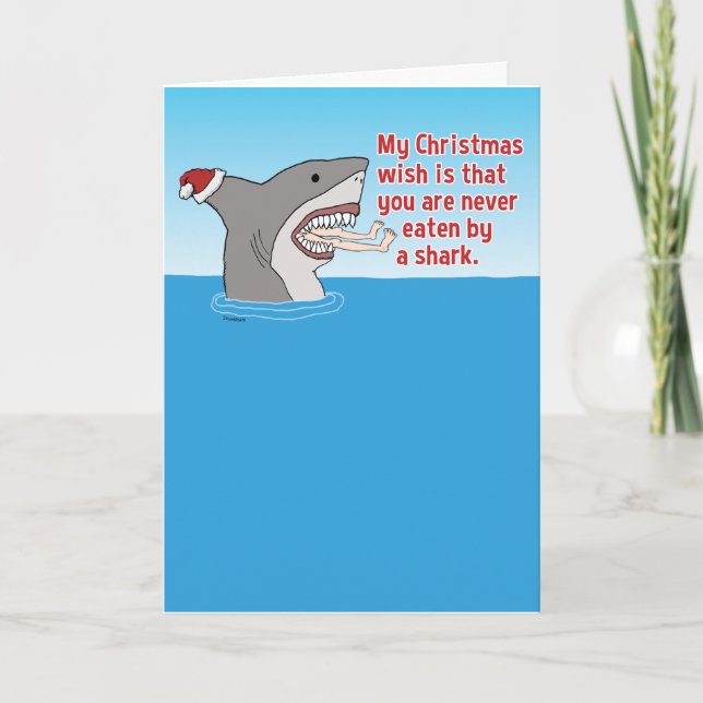 Cartes Pour Fêtes Annuelles Drôle mangé par Noël des requins (Devant)