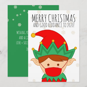 Cartes Pour Fêtes Annuelles Drôle Masque visage elfe Joyeux masque de Noël