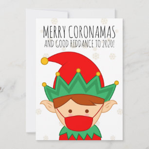 Cartes Pour Fêtes Annuelles Drôle Masque visage elfe Joyeux masque de Noël