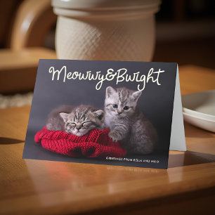 Cartes Pour Fêtes Annuelles Drôle Meowwwy et Vacances de Bwight Salutation p