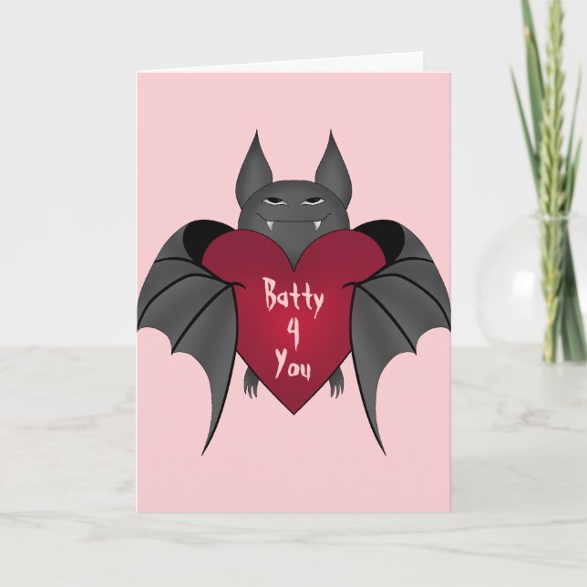 Cartes Pour Fêtes Annuelles Drôle mignon goth Valentines Jour batty pour vous (Devant)