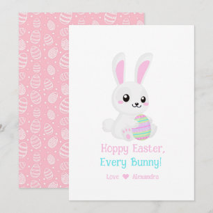 Cartes Pour Fêtes Annuelles Drôle mignon Pâques Hoppy Chaque Bunny rose