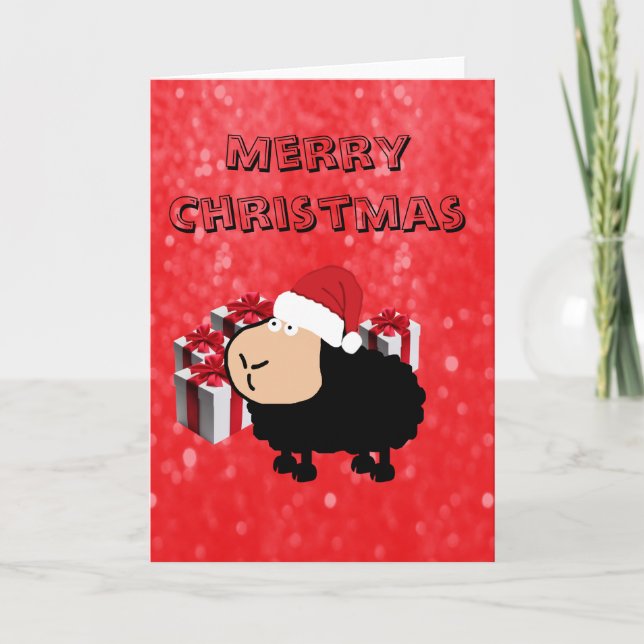 Cartes Pour Fêtes Annuelles Drôle mignon Père Noël dessin animé mouton Noël (Devant)