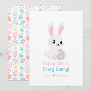 Cartes Pour Fêtes Annuelles Drôle Mignonne Pâques Hoppy Chaque Bunny Blanc
