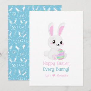 Cartes Pour Fêtes Annuelles Drôle Mignonne Pâques Hoppy Chaque Bunny Sky Blue