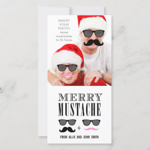 Cartes Pour Fêtes Annuelles Drôle Mustache lunettes de soleil Noël