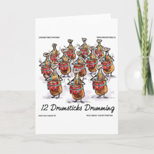 Cartes Pour Fêtes Annuelles Drôle Noël 12 Tambours Drumming Cadeaux & Tee