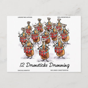 Cartes Pour Fêtes Annuelles Drôle Noël 12 Tambours Drumming Cadeaux & Tee