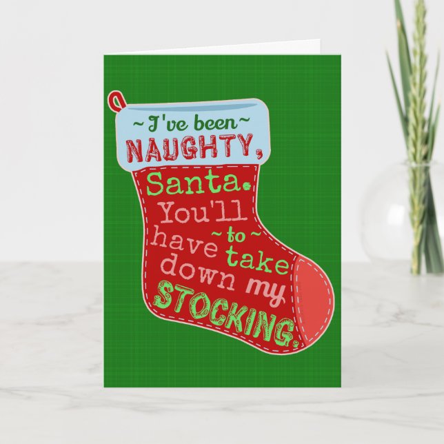 Cartes Pour Fêtes Annuelles Drôle Noël Naughty Stocker Santa Claus Plaisanteri (Devant)