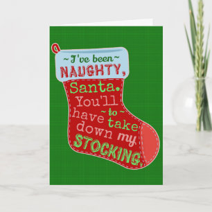 Cartes Pour Fêtes Annuelles Drôle Noël Naughty Stocker Santa Claus Plaisanteri