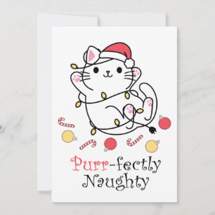 Cartes Pour Fêtes Annuelles Drôle Noël Père Noël Chat Purrparfaitement Naughty