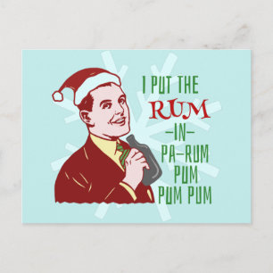 Cartes Pour Fêtes Annuelles Drôle Noël Retro Rhum Boire Homme Vacances