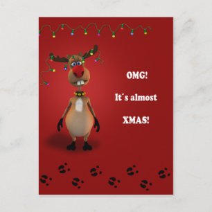 Cartes Pour Fêtes Annuelles Drôle Noël Rouge renne à nez rouge