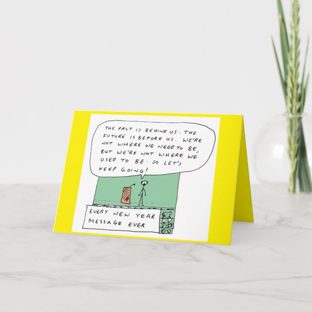 Cartes Pour Fêtes Annuelles Drôle Nouvel An Discours Dessin (Devant)