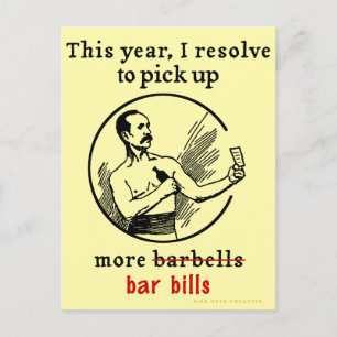 Cartes Pour Fêtes Annuelles Drôle Nouvel An Résolution Retro Bière Boisson