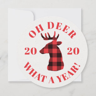 Cartes Pour Fêtes Annuelles Drôle Oh Deer 2020 Buffalo Plaid Photo