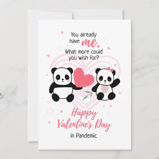 Cartes Pour Fêtes Annuelles Drôle Panda Pandemic pour la Saint Valentin (Devant)