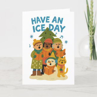 Cartes Pour Fêtes Annuelles Drôle « Passez une journée glacée » Nom de famille