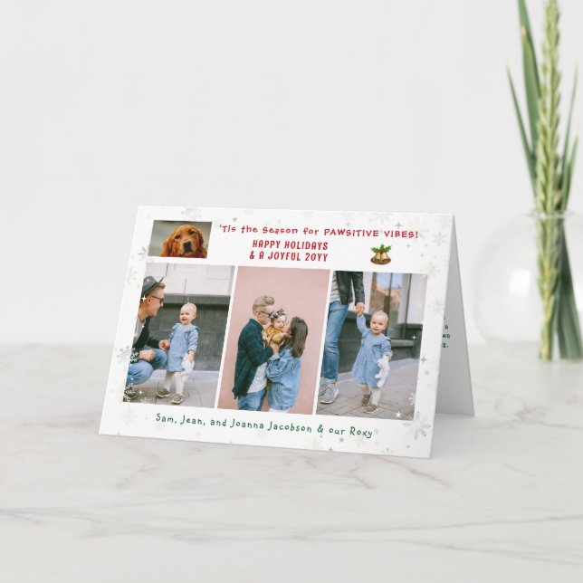 Cartes Pour Fêtes Annuelles Drôle Pattes Positif Chien Chat 4 Photos Minimalis (Devant)