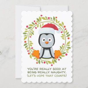 Cartes Pour Fêtes Annuelles Drôle Penguin de Noël bon à être coquin